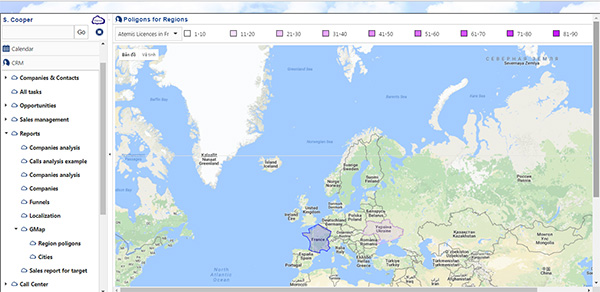 6.HR &gt; Coutries Regions Cities : On the map you can see the performance of your organization in different parts of the country such as regions and cities...
