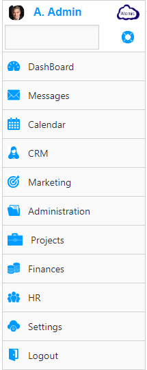 1.CRM &gt; List Controls : This is the main menu of the solution. It contains every module and feature of your Atemis CRM.